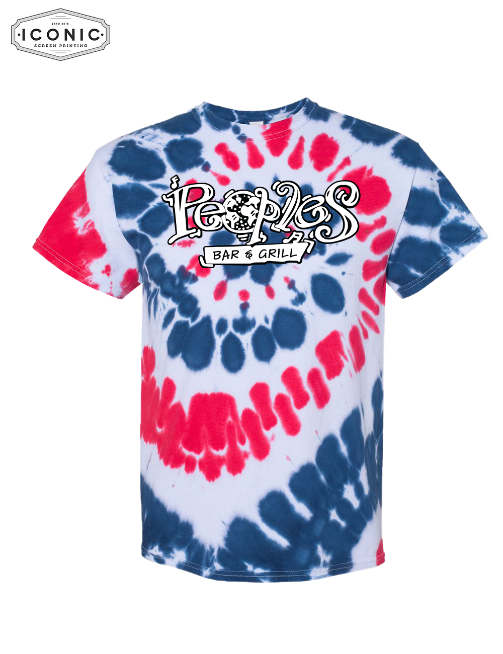 People's Bar & Grill Multi-Color Spiral Tie-Dyed T-Shirt