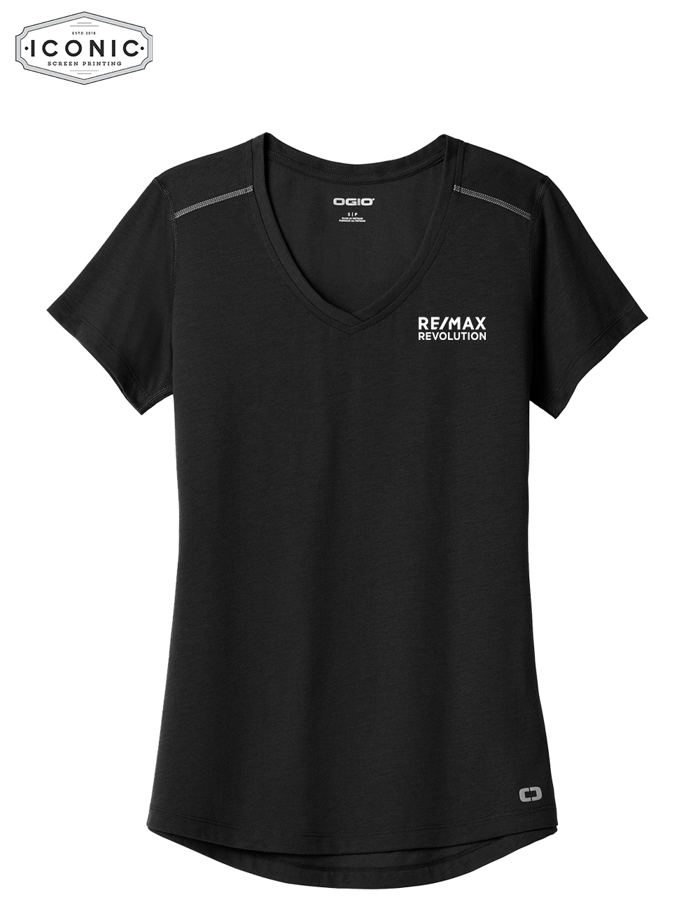 RE/MAX Revolution - OGIO Peak Ladies Peak V-Neck Tee - Print