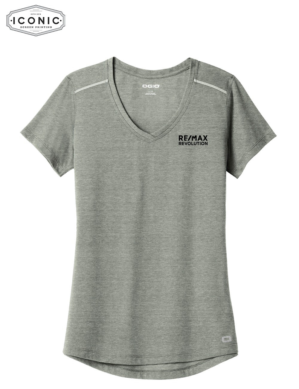 RE/MAX Revolution - OGIO Peak Ladies Peak V-Neck Tee - Print
