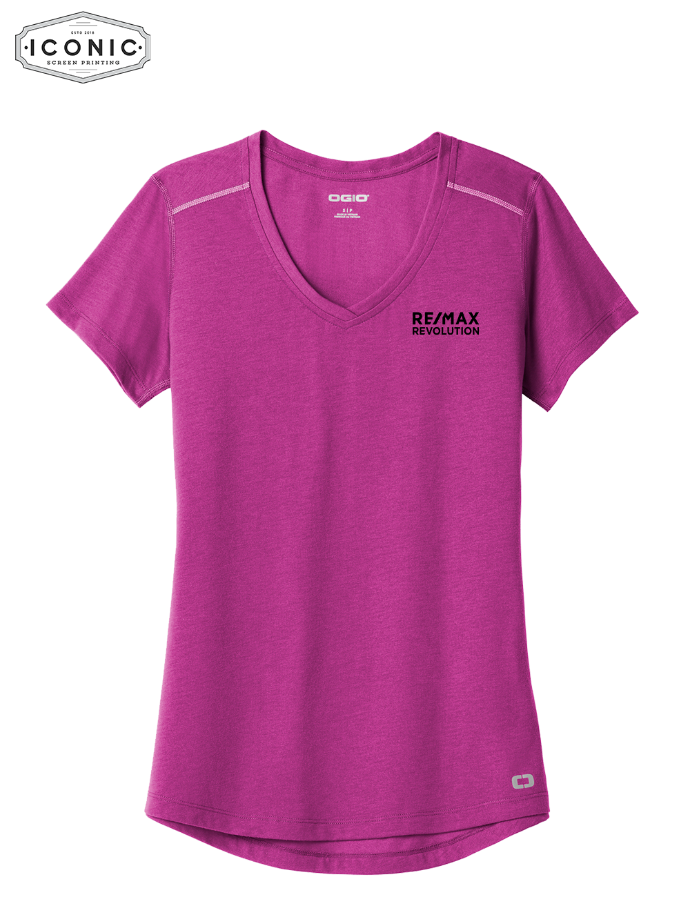 RE/MAX Revolution - OGIO Peak Ladies Peak V-Neck Tee - Print