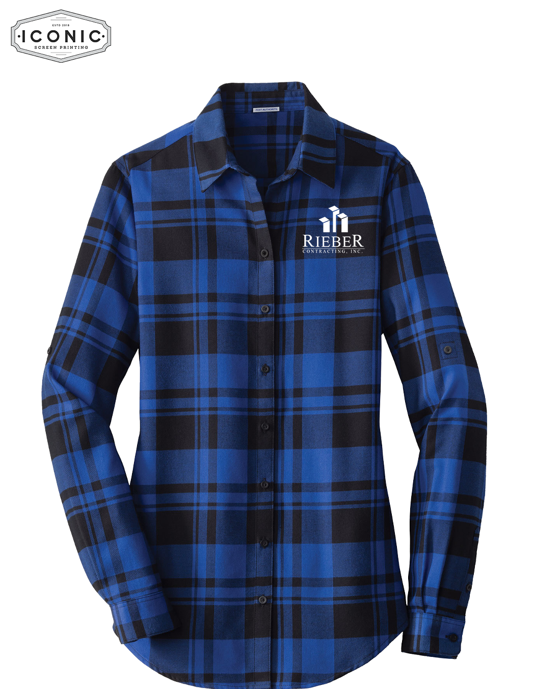 Rieber Contracting - Ladies Plaid Flannel Tunic - Embroidery