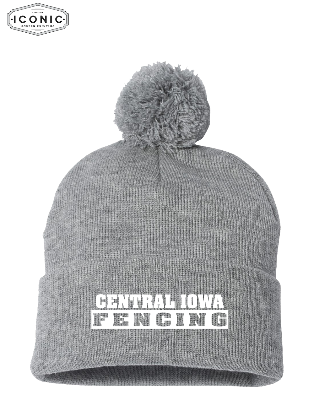 Central Iowa Fencing Pom Pom Cuffed Beanie