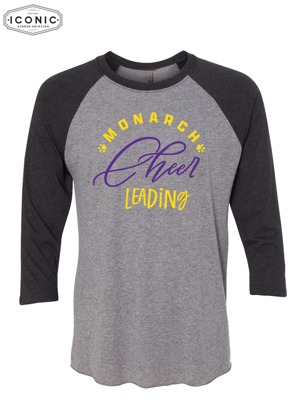 Monarch Cheer Leading - Unisex Triblend Three-Quarter Sleeve Raglan