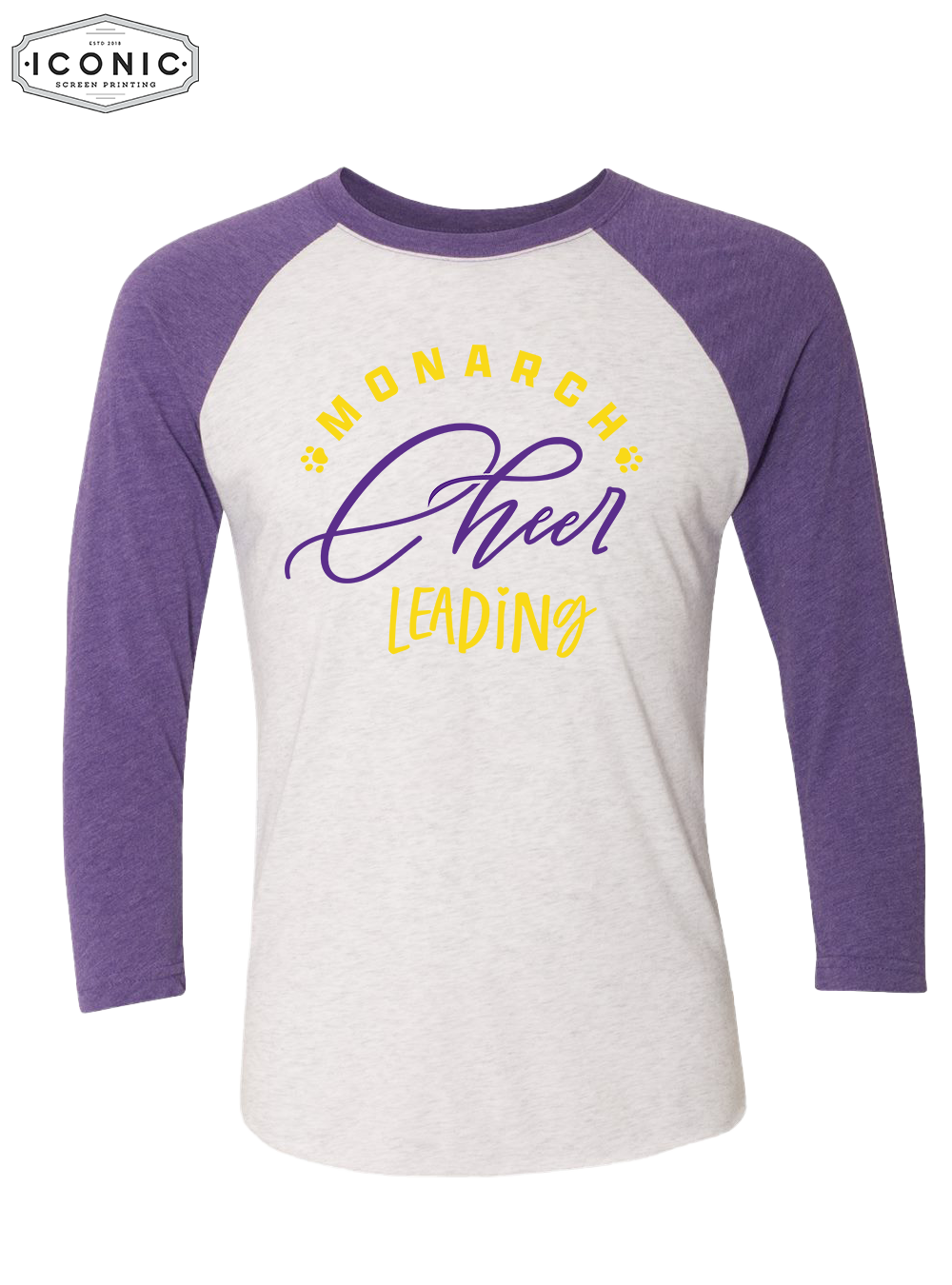 Monarch Cheer Leading - Unisex Triblend Three-Quarter Sleeve Raglan