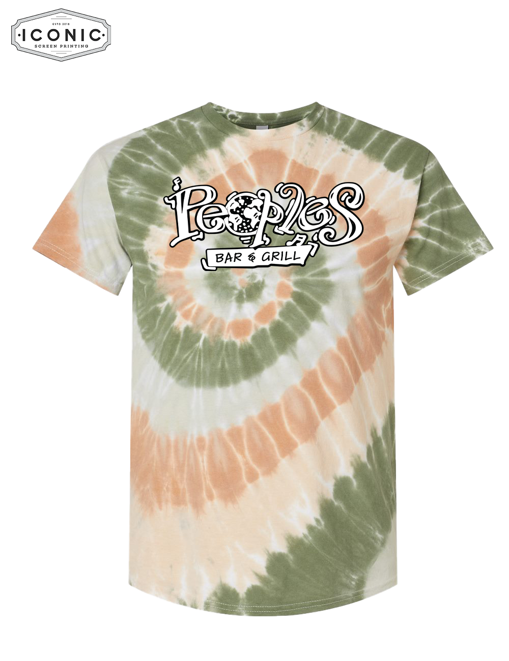 People's Bar & Grill Multi-Color Spiral Tie-Dyed T-Shirt
