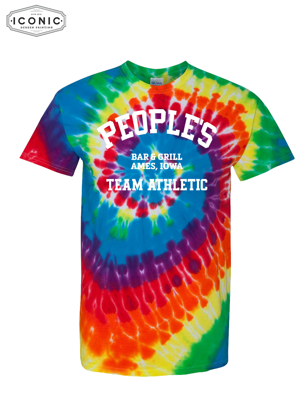 People's Team Athletic Multi-Color Spiral Tie-Dyed T-Shirt