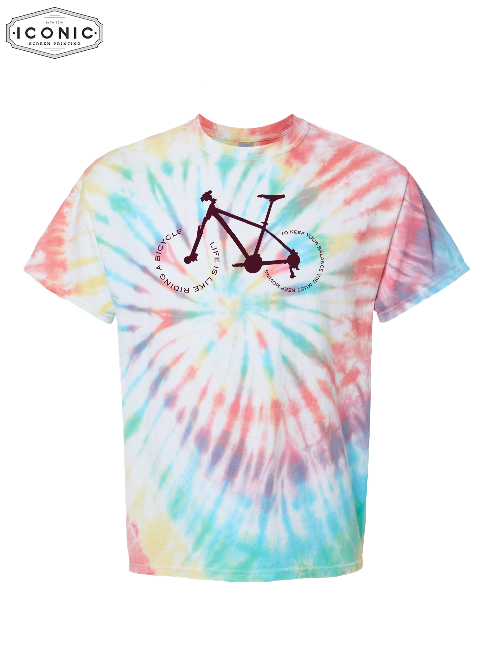 Like Riding A Bike - D3 - Multi-Color Spiral Tie-Dyed T-Shirt