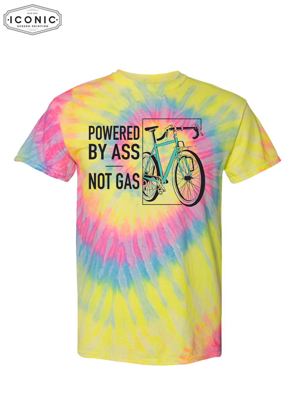 Powered By Ass - D1 - Multi-Color Spiral Tie-Dyed T-Shirt