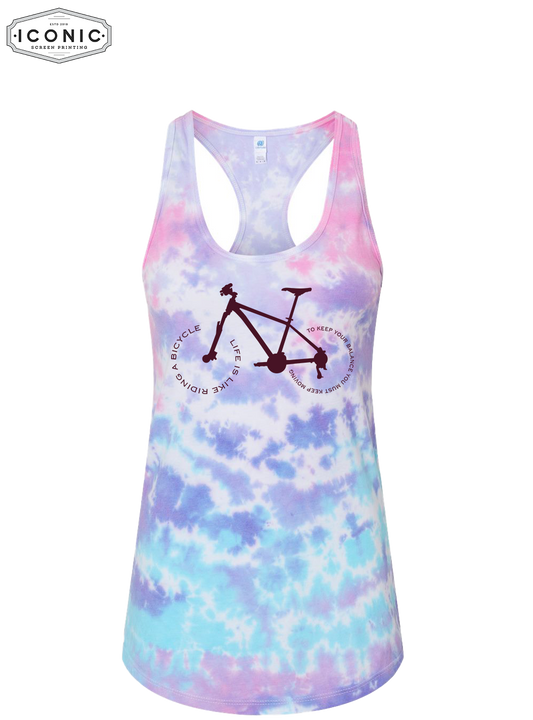 Like Riding A Bike - D3 - Tie-Dyed Racerback Tank Top