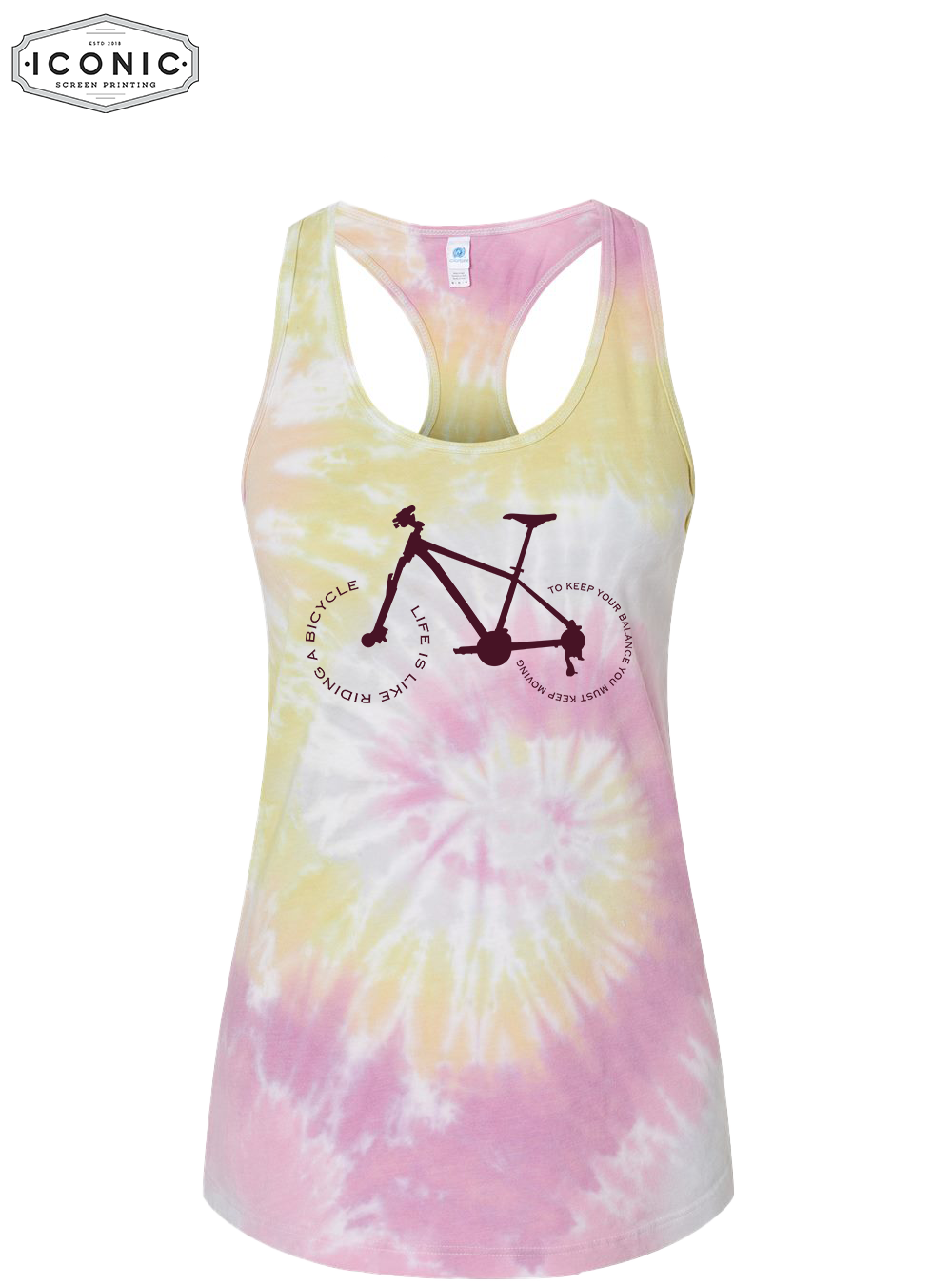 Like Riding A Bike - D3 - Tie-Dyed Racerback Tank Top