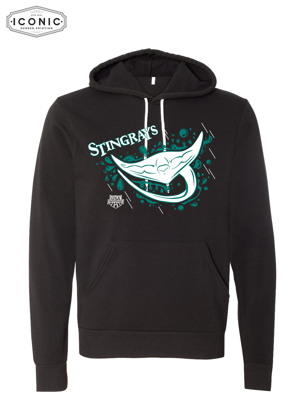 Stingrays with Map - Unisex Sponge Fleece Hoodie
