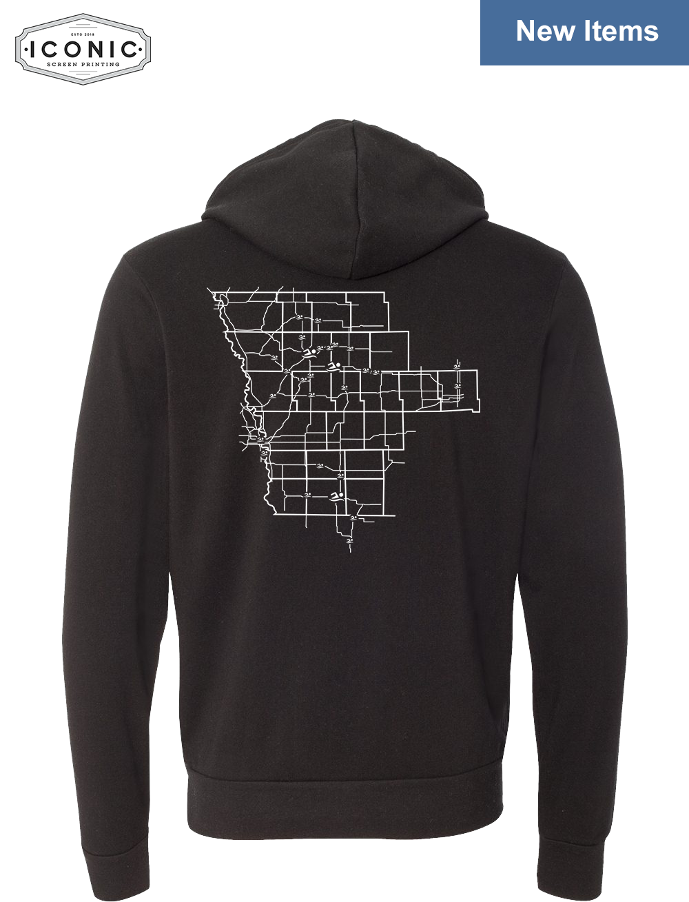 Stingrays with Map - Unisex Sponge Fleece Hoodie