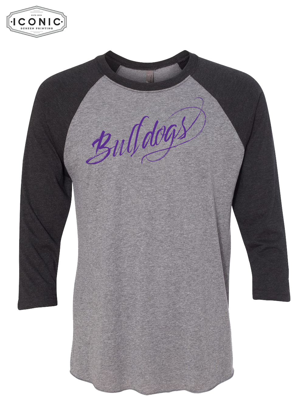 Bulldogs Script - Unisex Triblend Three-Quarter Sleeve Raglan