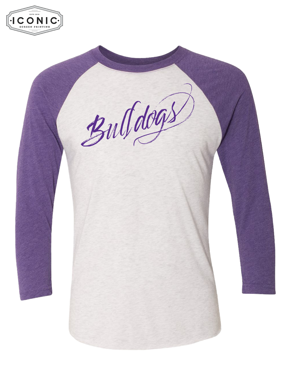 Bulldogs Script - Unisex Triblend Three-Quarter Sleeve Raglan