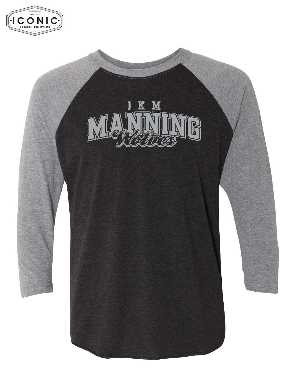 Manning Wolves - Triblend Three-Quarter Raglan T-Shirt