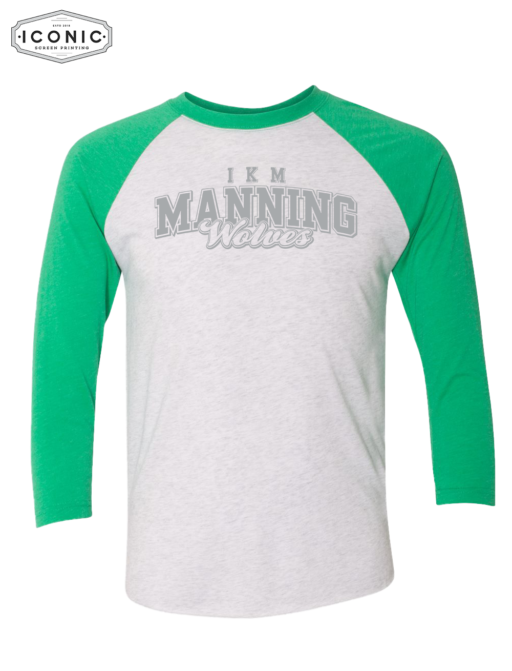 Manning Wolves - Triblend Three-Quarter Raglan T-Shirt