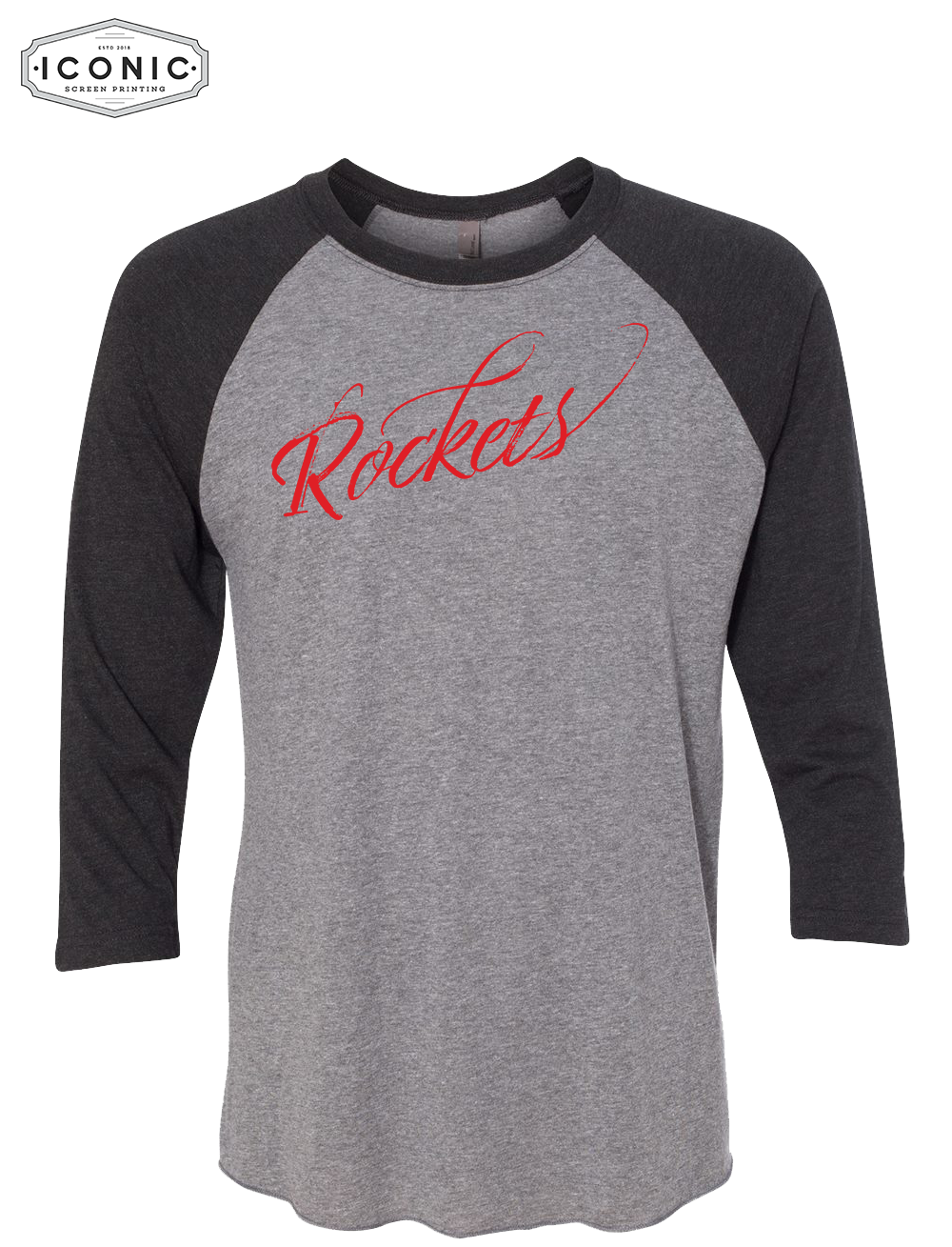 Rockets Script - Unisex Triblend Three-Quarter Sleeve Raglan