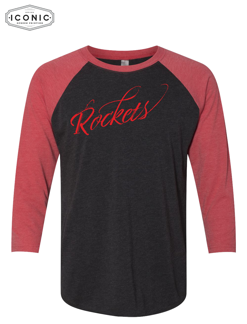 Rockets Script - Unisex Triblend Three-Quarter Sleeve Raglan