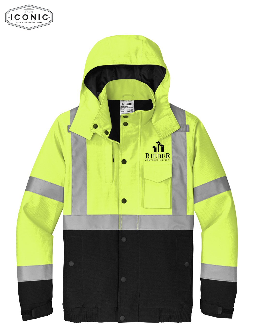 Rieber Contracting - CornerStone ANSI 107 Class 3 Waterproof Insulated Ripstop Bomber Jacket - Print