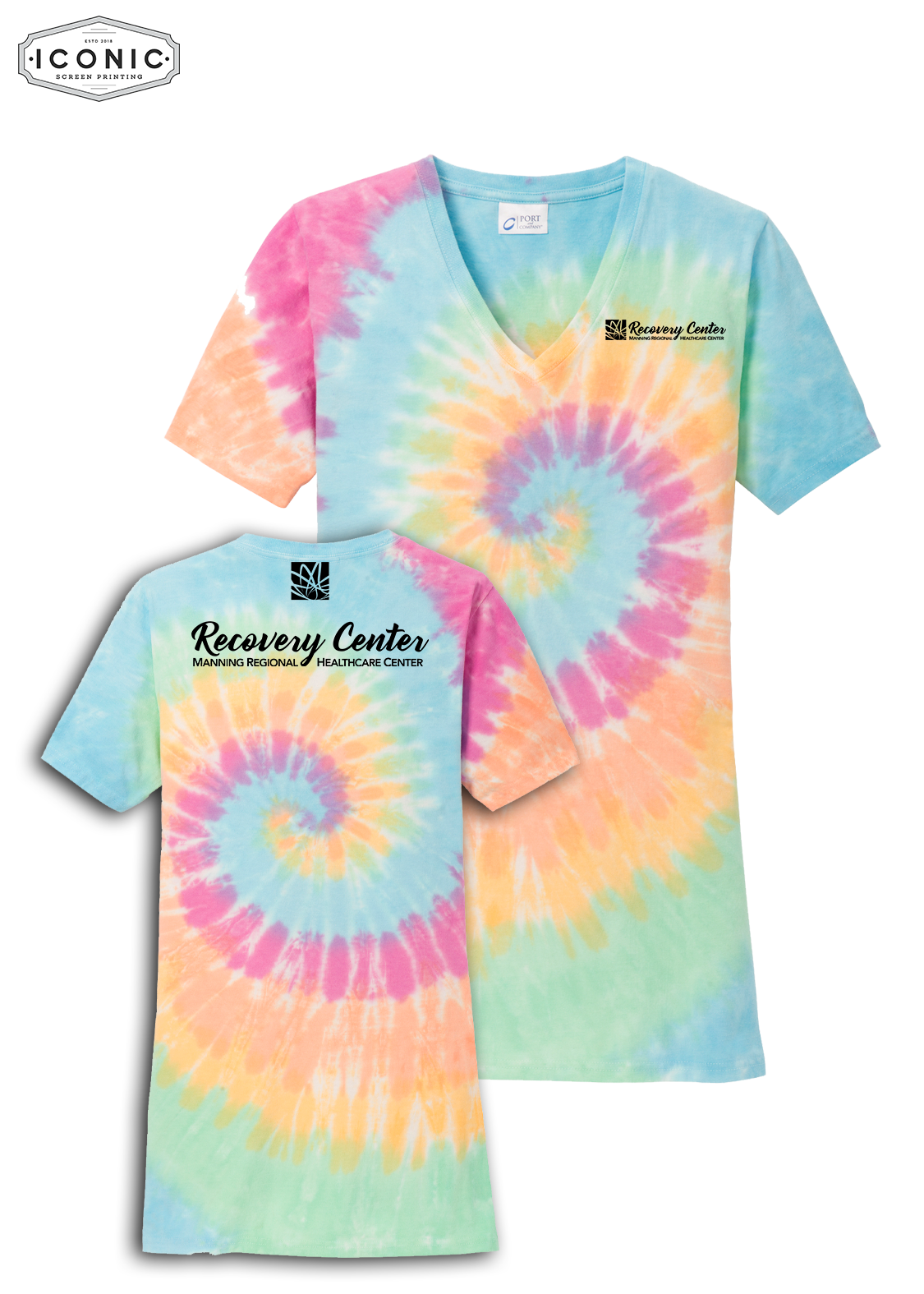 Manning Regional Healthcare - Ladies Tie-Dye V-Neck Tee - print
