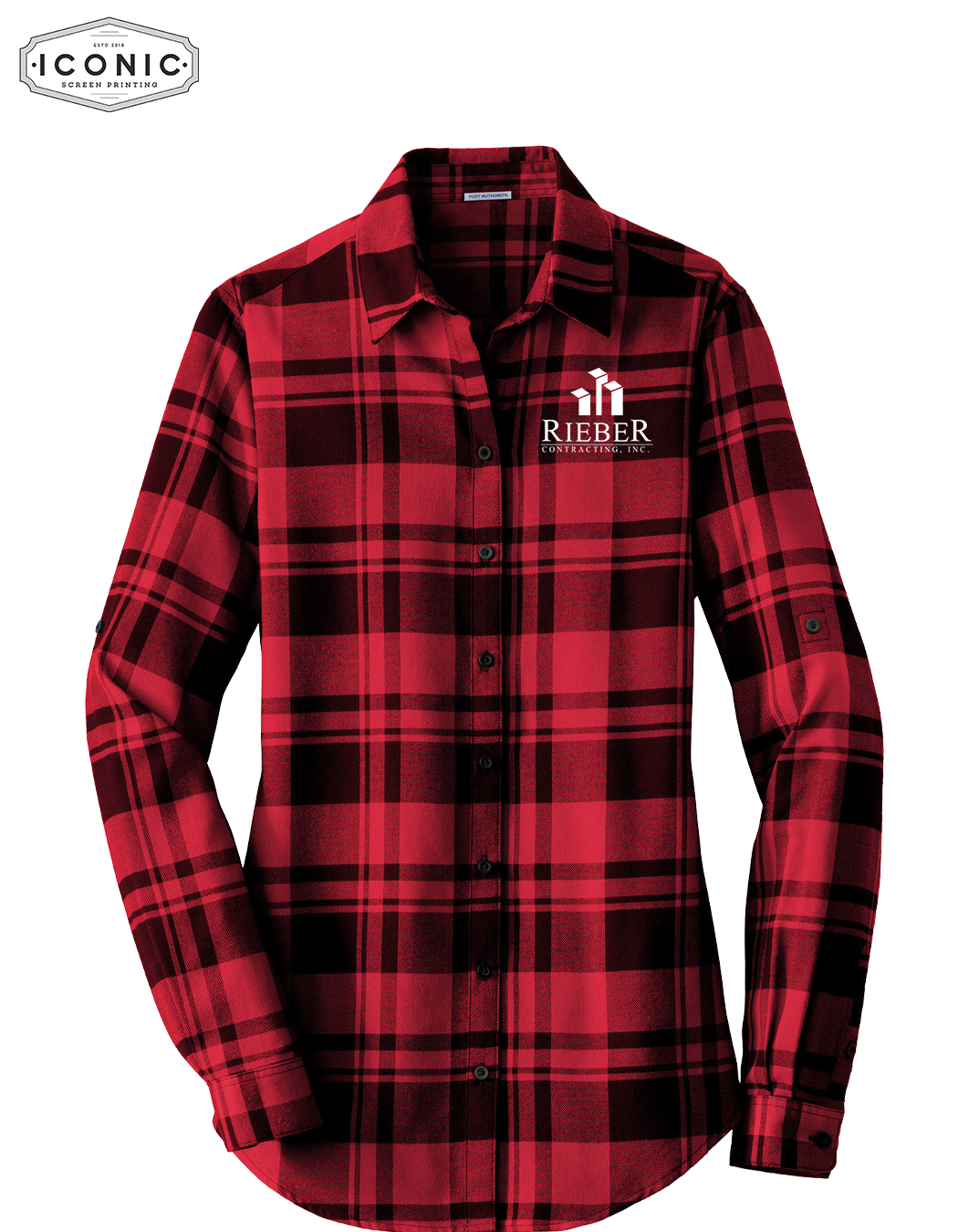 Rieber Contracting - Ladies Plaid Flannel Tunic - Embroidery