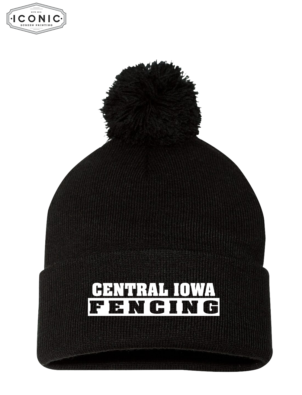 Central Iowa Fencing Pom Pom Cuffed Beanie