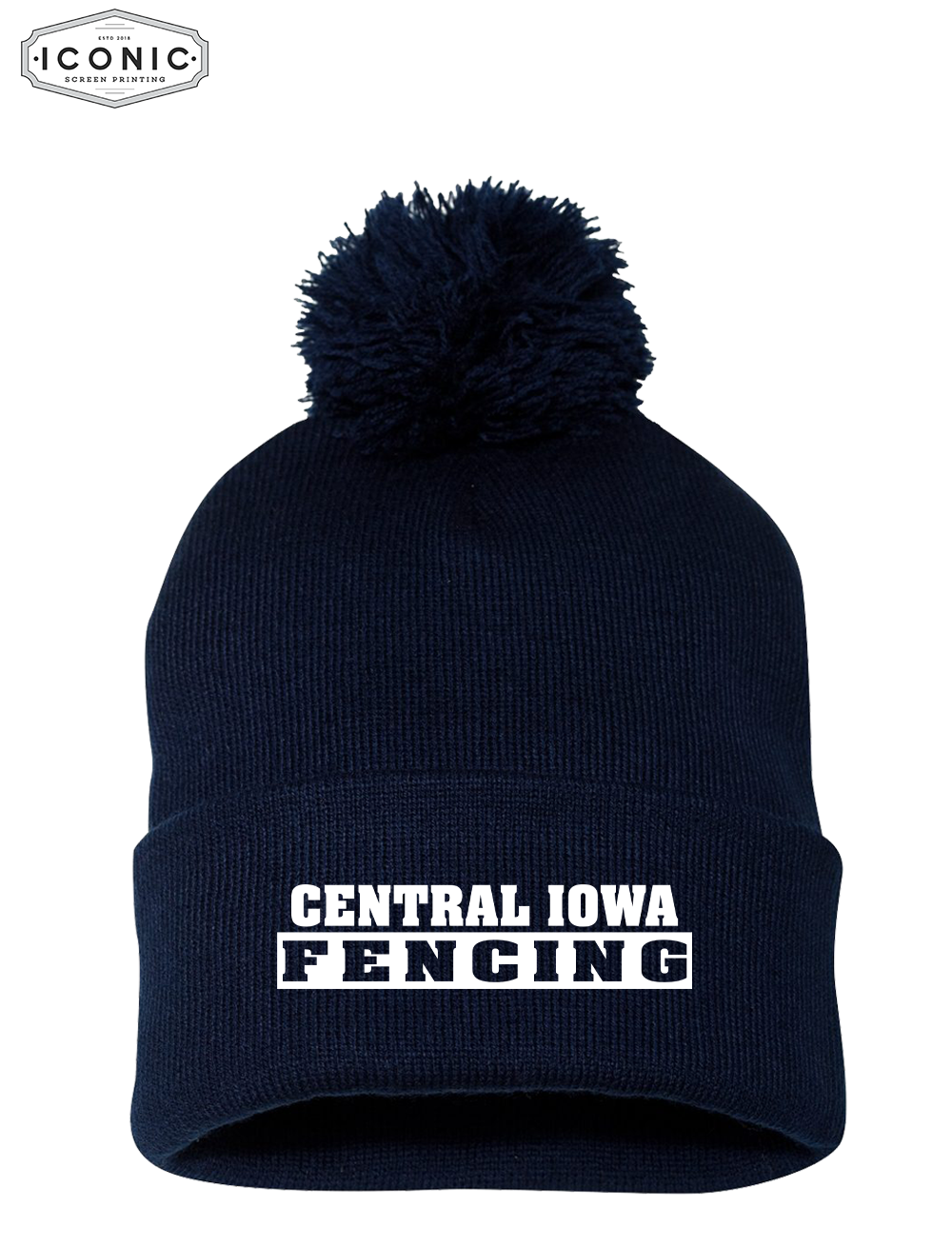 Central Iowa Fencing Pom Pom Cuffed Beanie