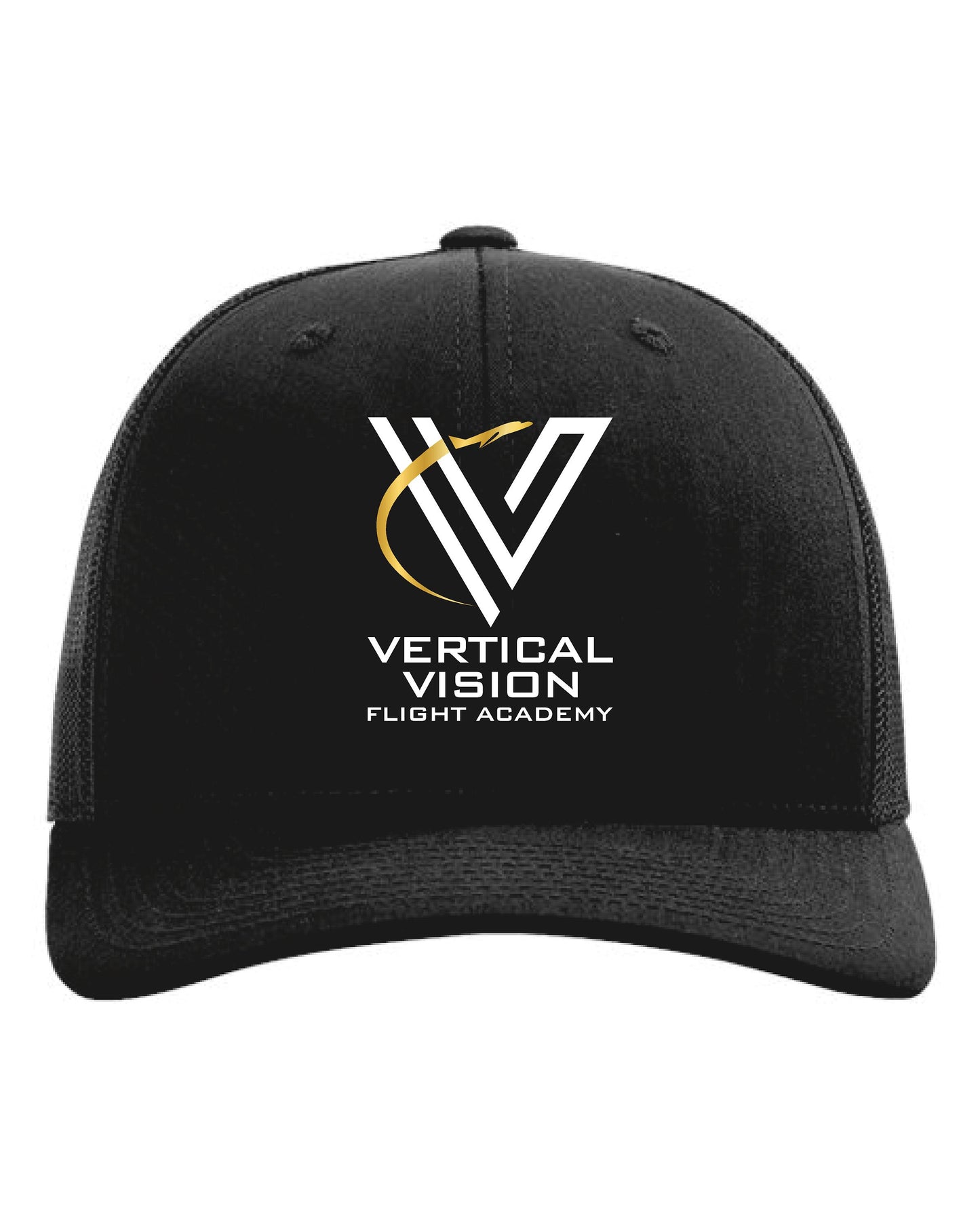Vertical Vision Five-Panel Trucker Cap Logo Front Logo