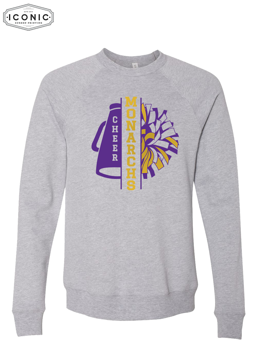 Monarch Cheer Pom (Glitter Ink) - Unisex Sponge Fleece Raglan Crewneck Sweatshirt