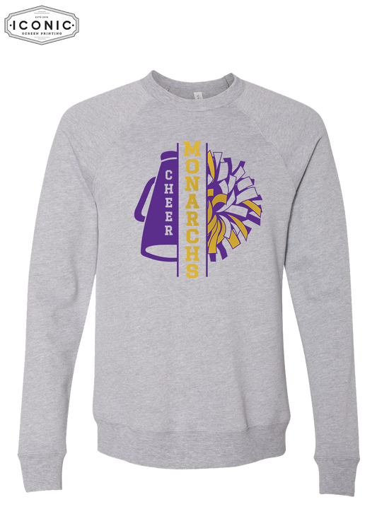 Monarch Cheer Pom (Glitter Ink) - Unisex Sponge Fleece Raglan Crewneck Sweatshirt