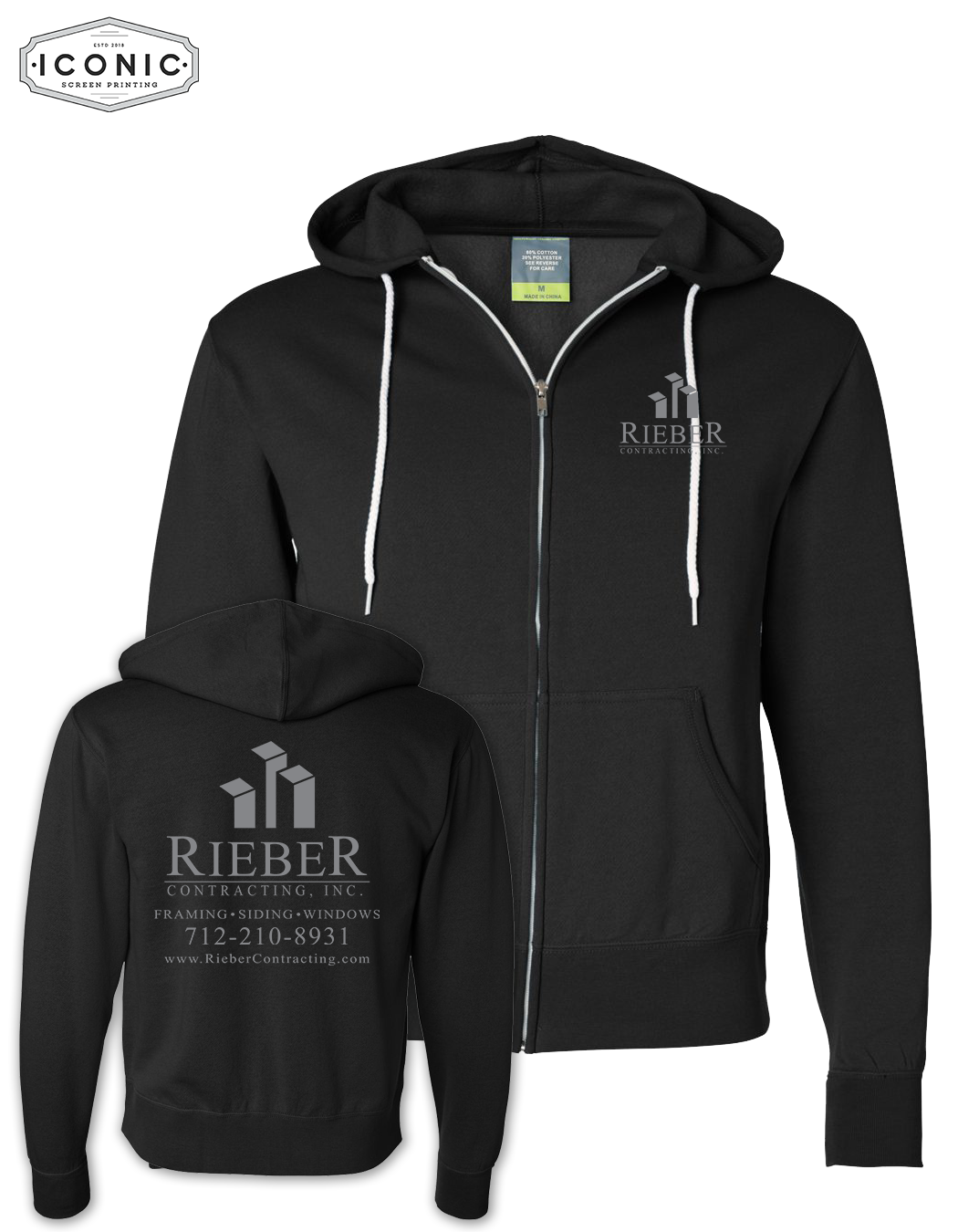 Rieber Contracting - Unisex Lightweight Full-Zip Hooded Sweatshirt