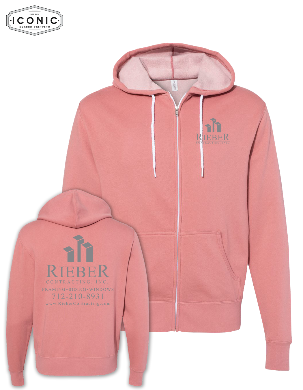 Rieber Contracting - Unisex Lightweight Full-Zip Hooded Sweatshirt