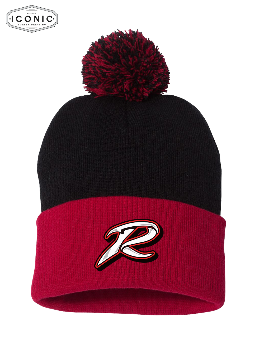 AWV "R" Sportsman - Pom-Pom 12" Knit Beanie