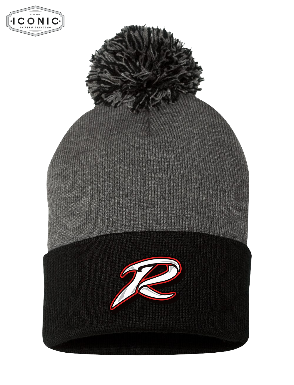 AWV "R" Sportsman - Pom-Pom 12" Knit Beanie
