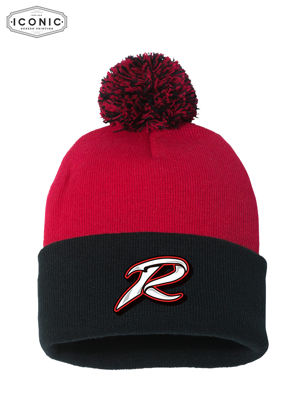 AWV "R" Sportsman - Pom-Pom 12" Knit Beanie